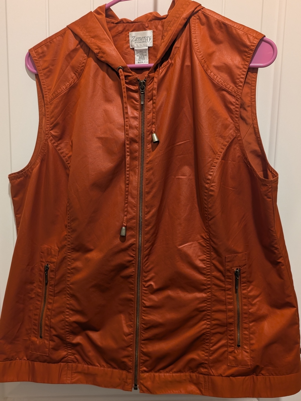 Zenergy by Chico's Orange Hooded Vest